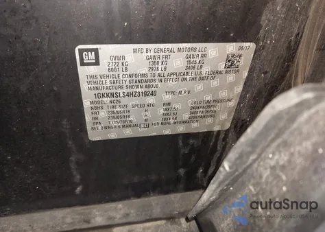 2017 GMC Acadia Sle-2 z USA, uszkodzony, nr VIN 1GKKNSLS4HZ319240